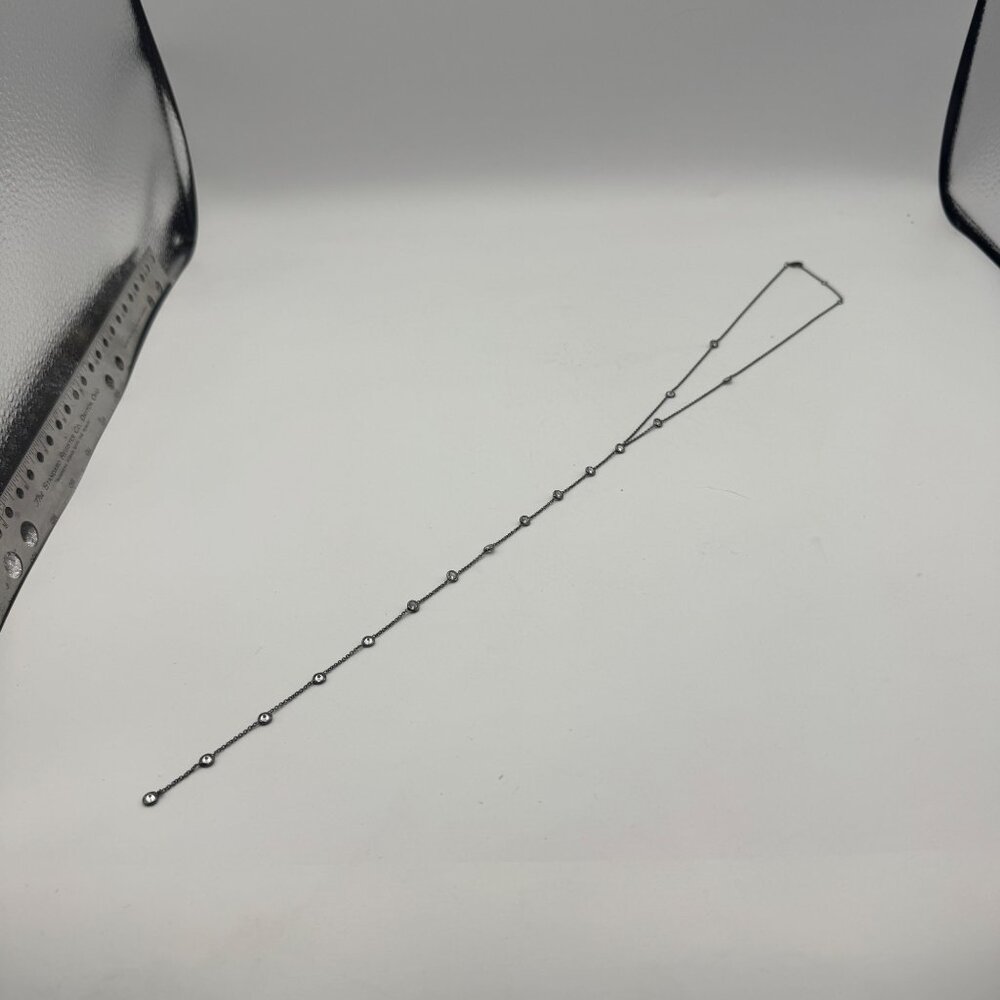 Silver-Tone Y Chain Necklace With Clear Crystal Accents & Lobster Clasp Closure